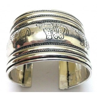 ELEPHANT Silver Oxidized Cuff Bracelet Charm Wristlet Wrist Band Bangle Jewelry